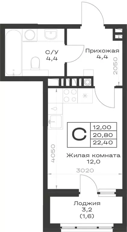 Квартира-студия: Гулькевичи, ЖК Экосфера (22.4 м) - Фото 1