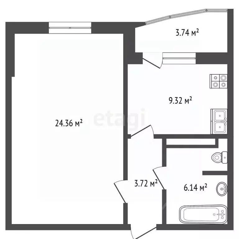 1-к кв. Тюменская область, Тюменский муниципальный округ, д. Дударева ... - Фото 2
