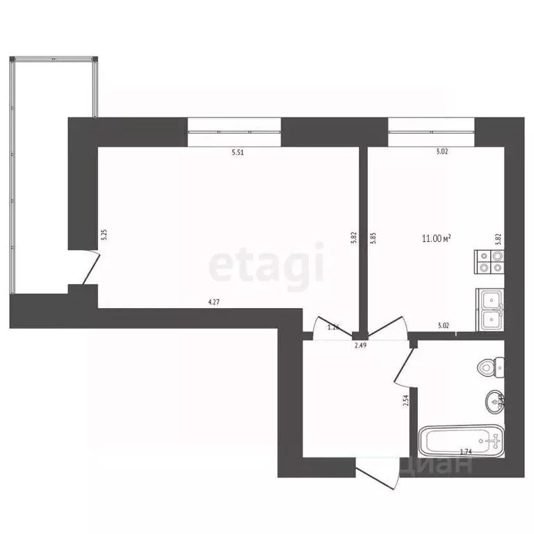 1-к кв. Мордовия, Саранск просп. Российской Армии, 18 (40.9 м) - Фото 2