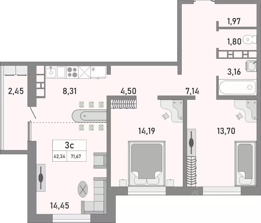 3-к кв. Оренбургская область, Оренбург ул. Юркина, 4/1 (71.67 м) - Фото 1
