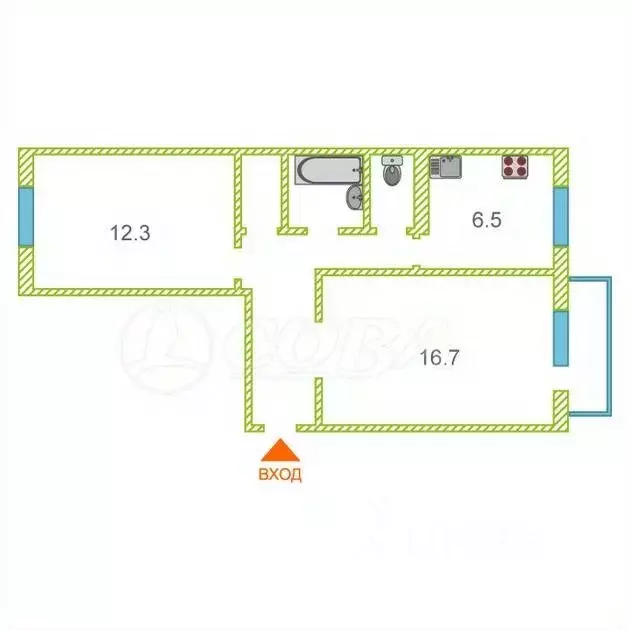 2-к кв. Тюменская область, Тюмень ул. Щорса, 10 (49.0 м) - Фото 1