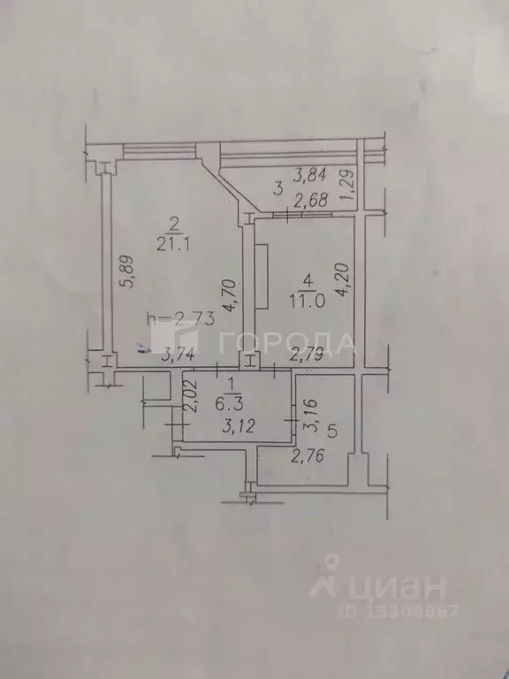 1-к кв. Кемеровская область, Новокузнецк Запорожская ул., 69Б (49.0 м) - Фото 2