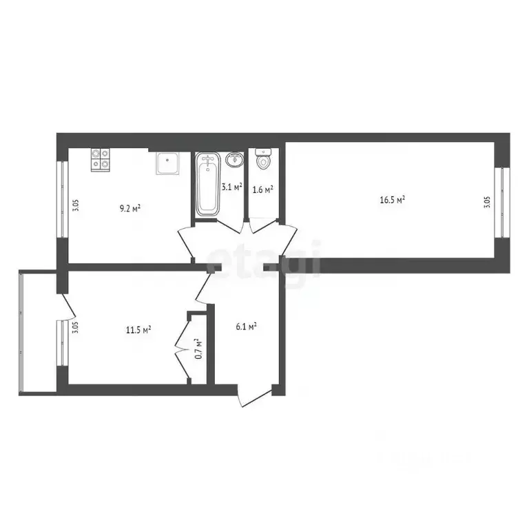 2-к кв. Ростовская область, Батайск Авиагородок мкр, 32 (49.0 м) - Фото 1