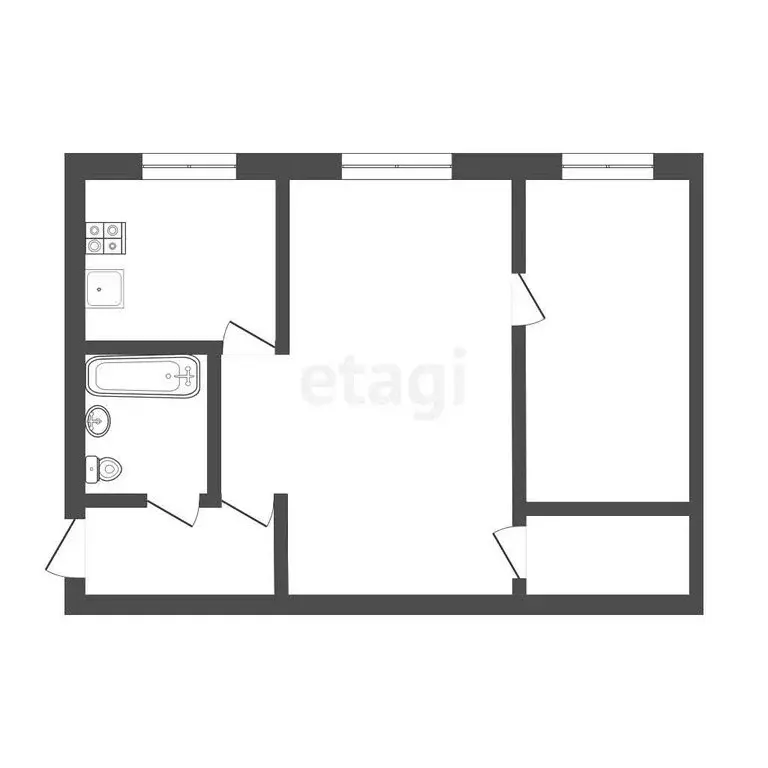 2-комнатная квартира: Томск, улица Котовского, 26 (45.3 м) - Фото 1