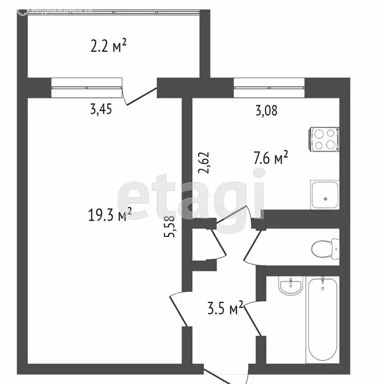 1-комнатная квартира: Тверь, бульвар Ногина, 8 (34.7 м) - Фото 1