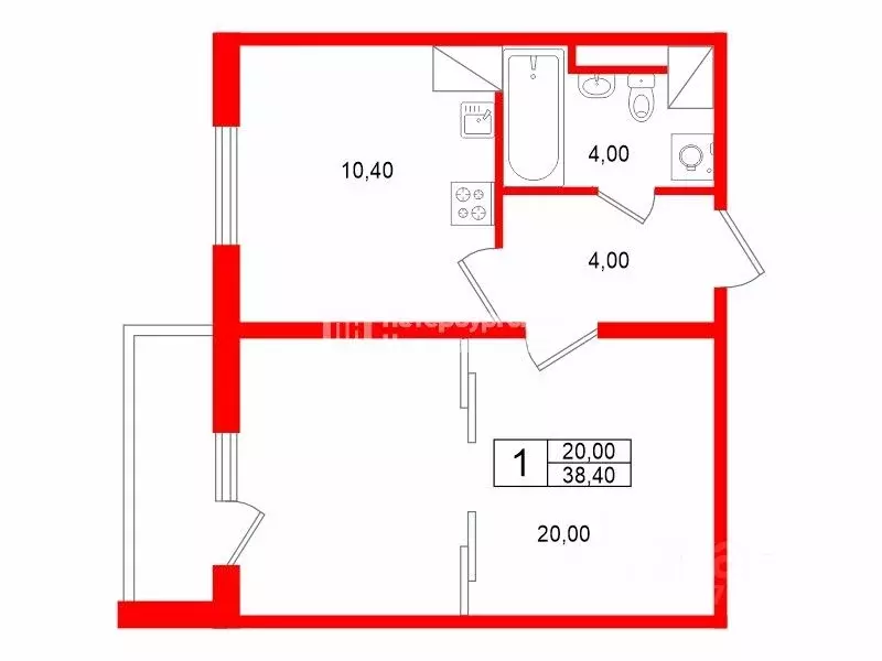 1-к кв. Санкт-Петербург Южное ш., 55к5 (38.4 м) - Фото 2