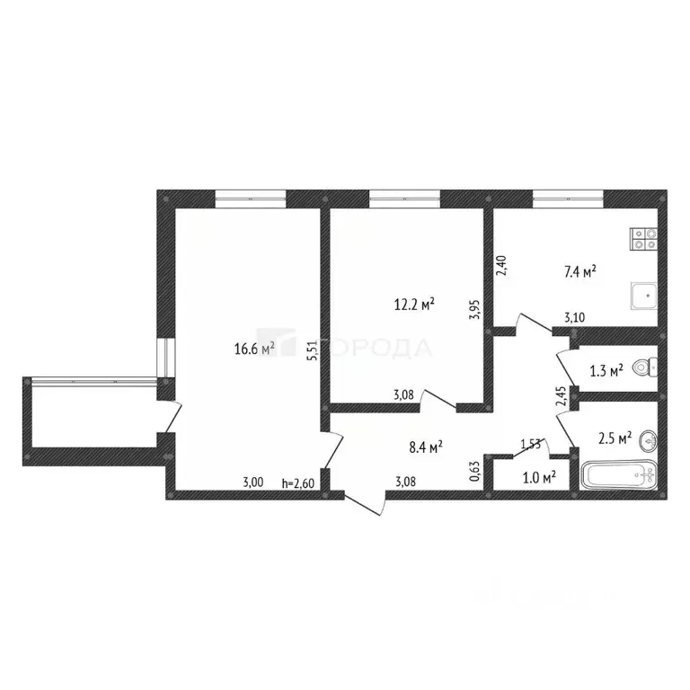 2-к кв. Алтайский край, Барнаул ул. Петра Сухова, 68 (49.4 м) - Фото 2