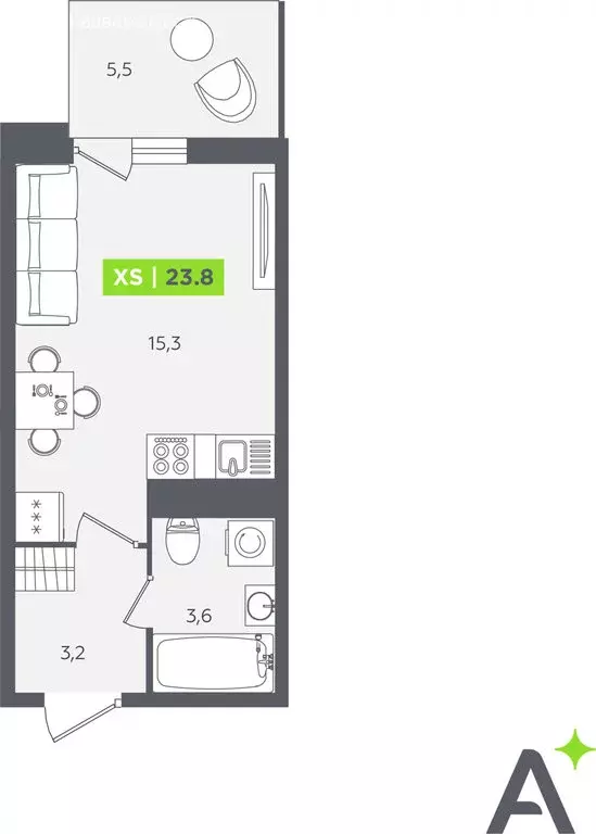 Квартира-студия: Кудрово, Солнечная улица, 10к2 (23.8 м) - Фото 1