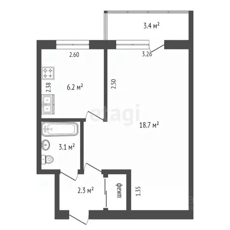 1-к кв. Крым, Ялта ул. Кирова, 25 (31.2 м) - Фото 1