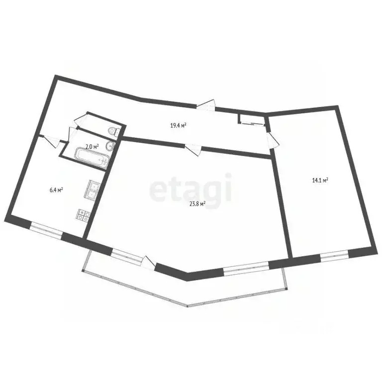 2-к кв. Севастополь просп. Октябрьской Революции, 43 (58.0 м) - Фото 2