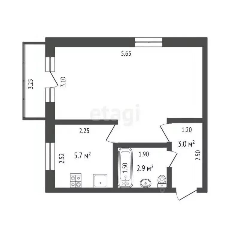 1-к кв. Тюменская область, Тюмень Рижская ул., 65 (30.9 м) - Фото 1