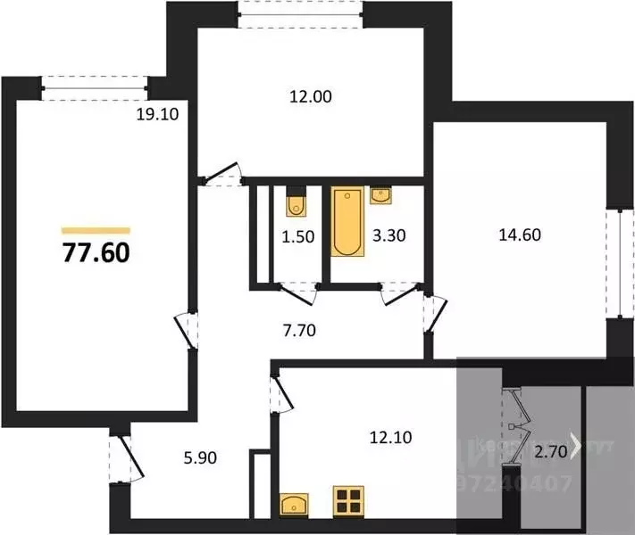 3-к кв. Воронежская область, Новоусманский район, пос. Отрадное ул. ... - Фото 1