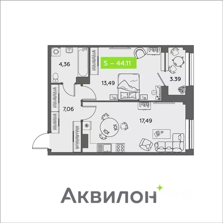 1-к кв. Архангельская область, Архангельск ул. Розы Шаниной, 4 (44.11 ... - Фото 1