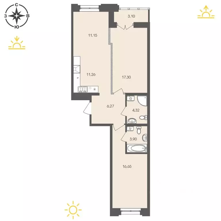 2-к кв. иркутская область, иркутск энергетиков мкр, (74.17 м) - Фото 0