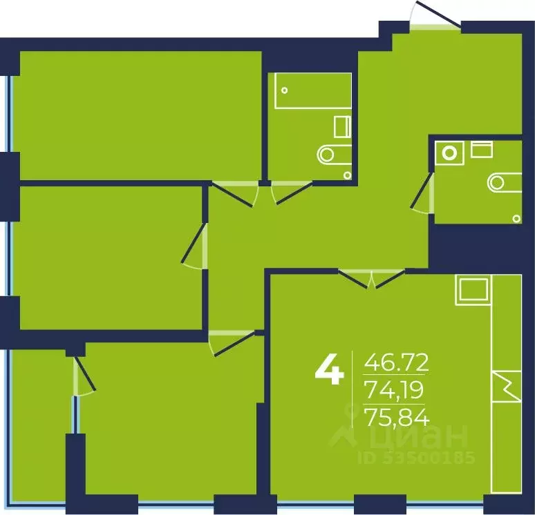 4-к кв. Башкортостан, Уфа ул. Майора Доставалова, 1 (75.84 м) - Фото 1