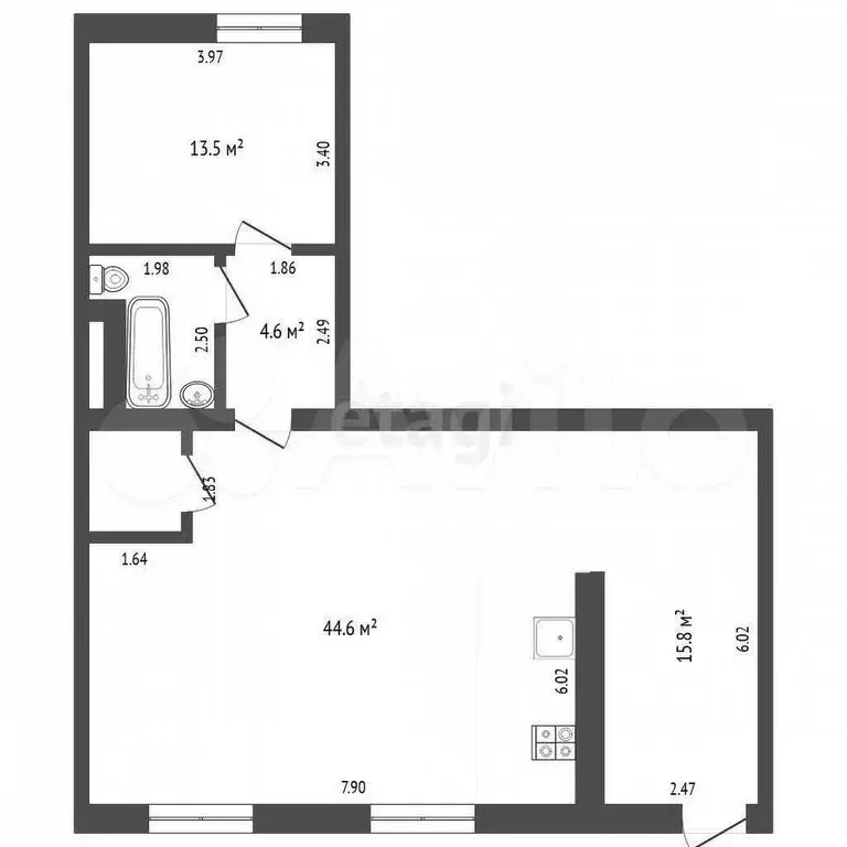 2-к. квартира, 85 м, 1/6 эт. - Фото 0