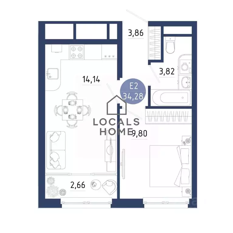 1-к кв. Рязанская область, Рязанский муниципальный округ, с. Дядьково ... - Фото 2