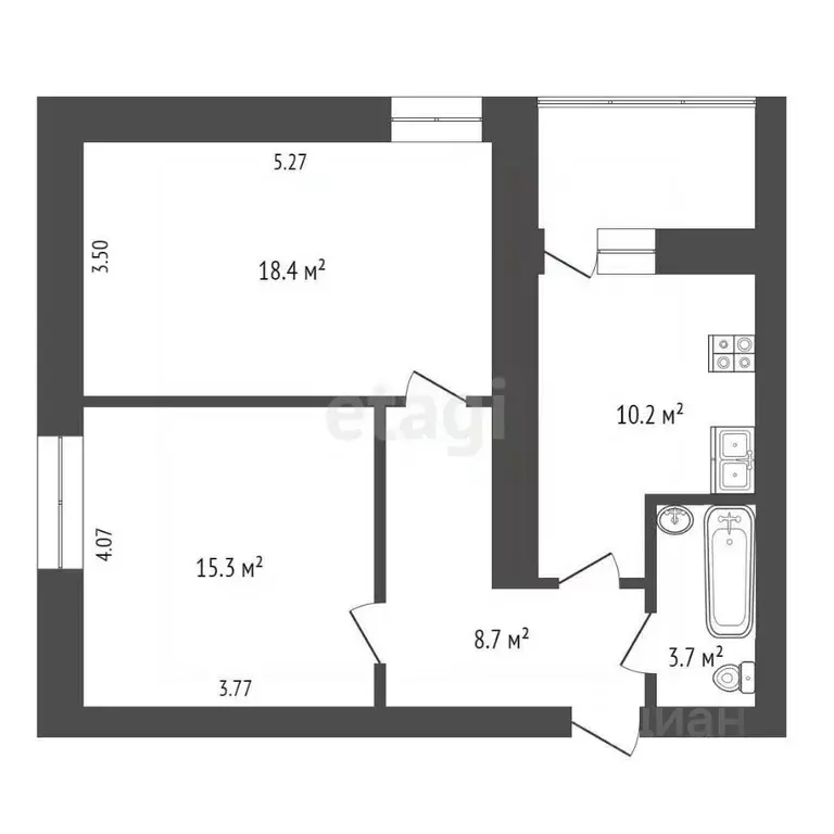 2-к кв. Ханты-Мансийский АО, Сургут ул. Генерала Иванова, 5 (56.3 м) - Фото 1