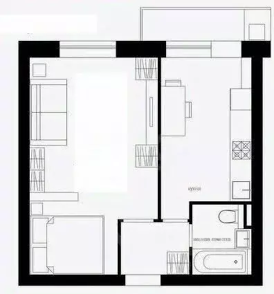 1-к кв. Калининградская область, Калининград ул. Сержанта Мишина, 68А ... - Фото 2