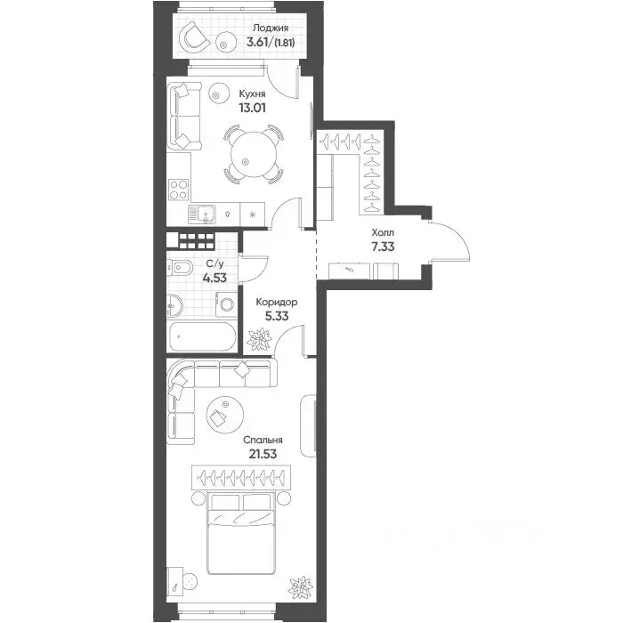 1-к кв. Свердловская область, Екатеринбург Солнечный жилрайон,  (53.2 ... - Фото 1