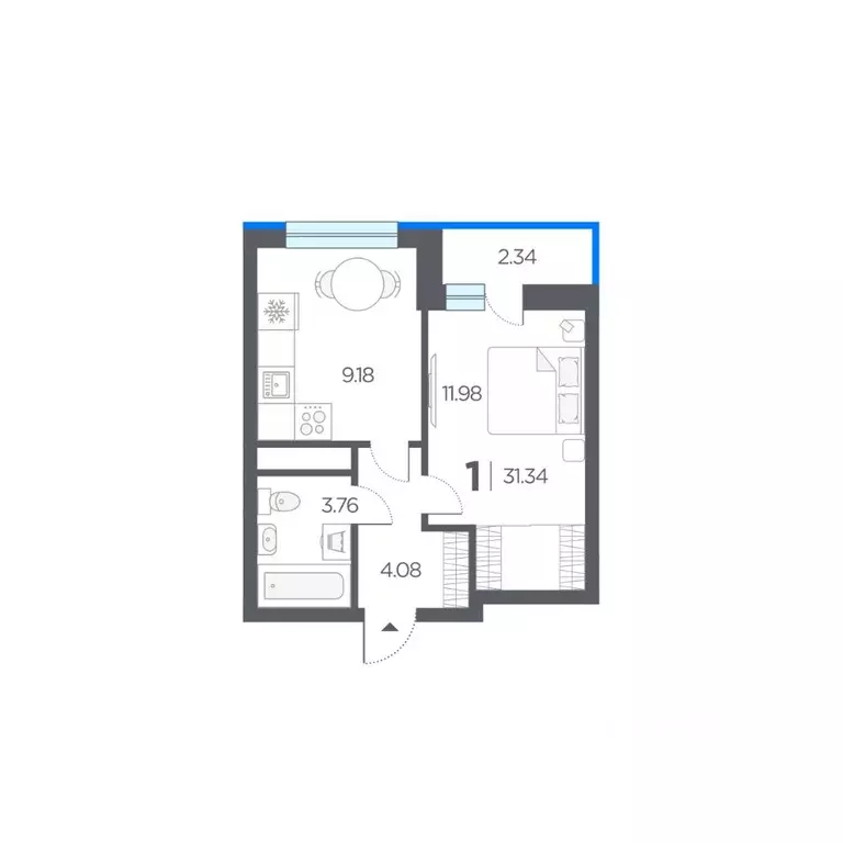 1-к кв. Рязанская область, Рязанский муниципальный округ, с. Дядьково ... - Фото 1