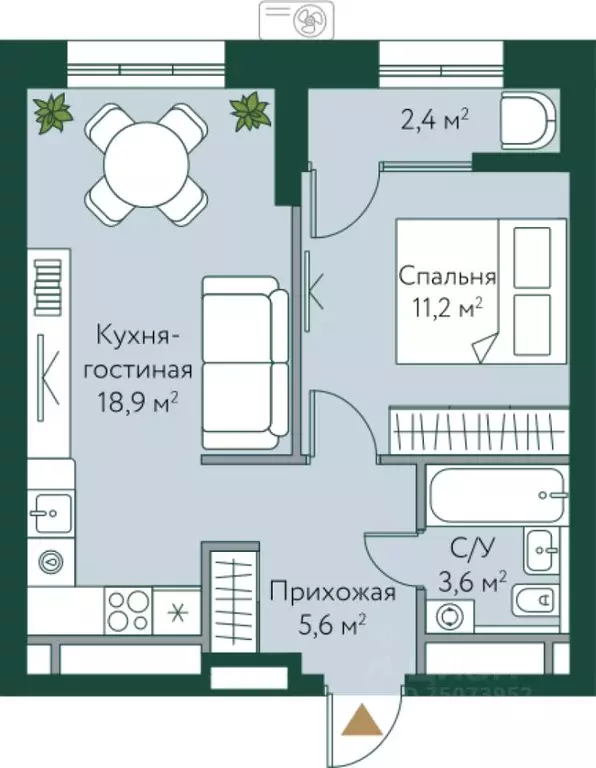1-к кв. Волгоградская область, Волгоград Новосибирская ул., 74с1 (41.7 ... - Фото 1