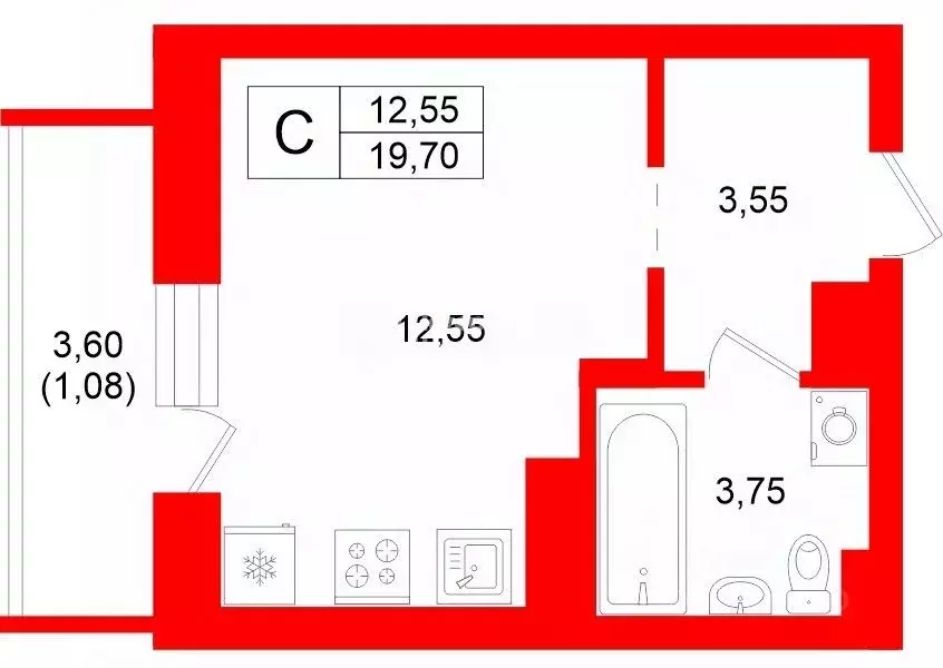Студия Санкт-Петербург пос. Парголово, проезд Толубеевский, 36к2 (19.7 ... - Фото 2