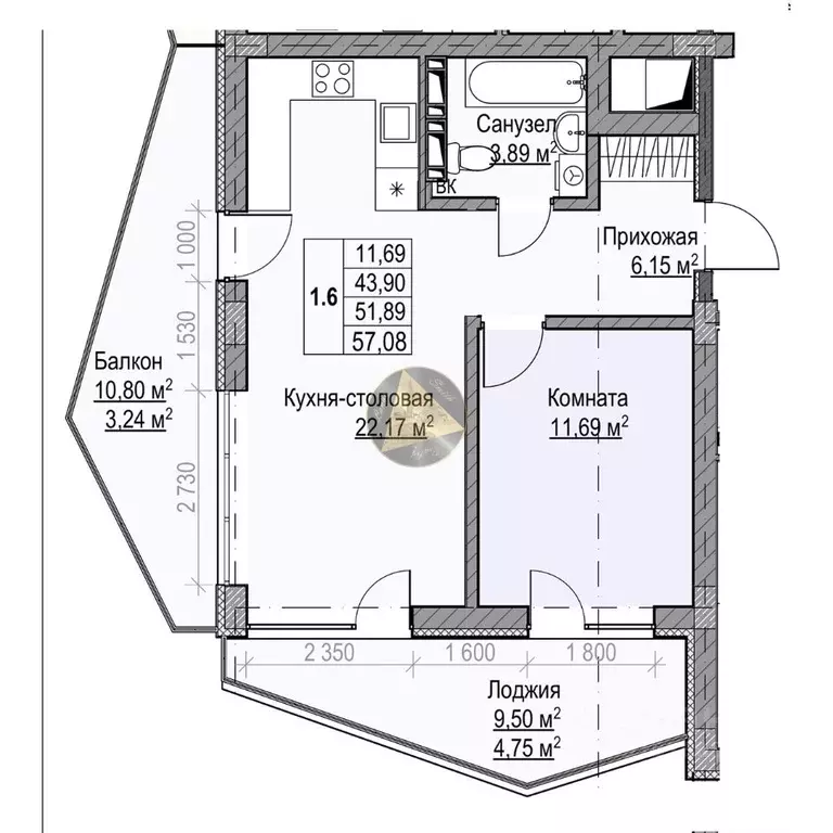 1-к кв. Крым, Алупка ул. И. Левитана, 3Д (57.08 м) - Фото 2