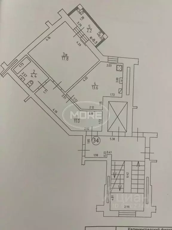 1-к кв. Калининградская область, Калининград ул. Гайдара, 155 (46.8 м) - Фото 2