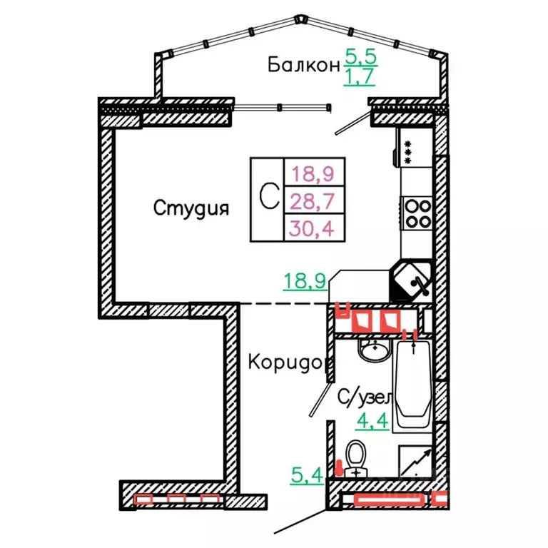 Студия Белгородская область, Старый Оскол Садовые Кварталы мкр, 4 ... - Фото 1