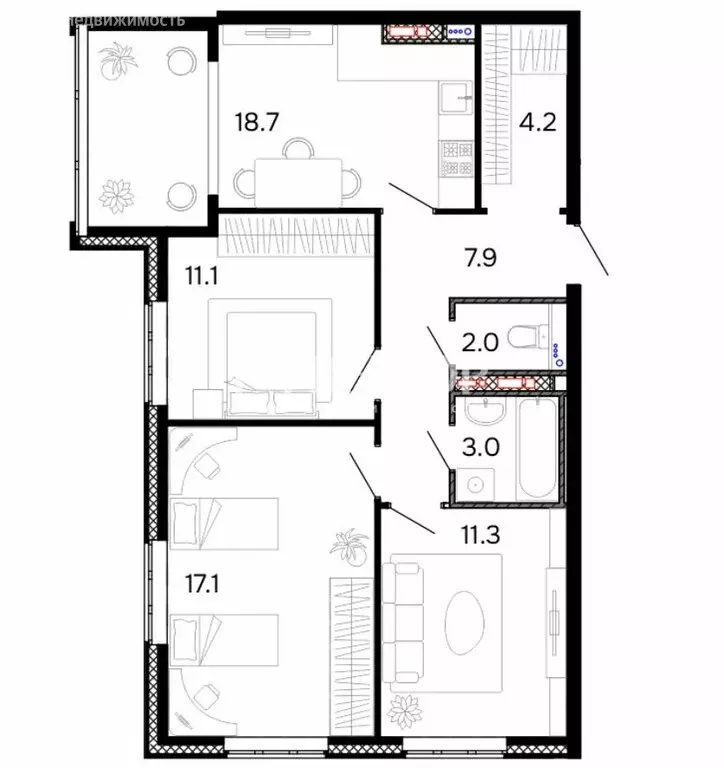 2-комнатная квартира: Иваново, Минская улица, 116А (76 м) - Фото 1