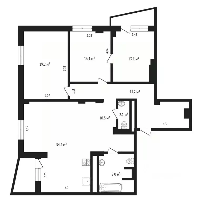 3-к кв. Тюменская область, Тюмень Заречный проезд, 39К1 (117.4 м) - Фото 1