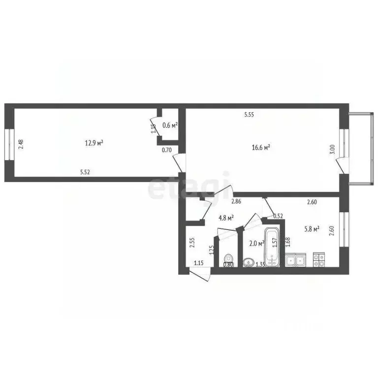 2-к кв. Архангельская область, Котлас просп. Мира, 41 (43.7 м) - Фото 1