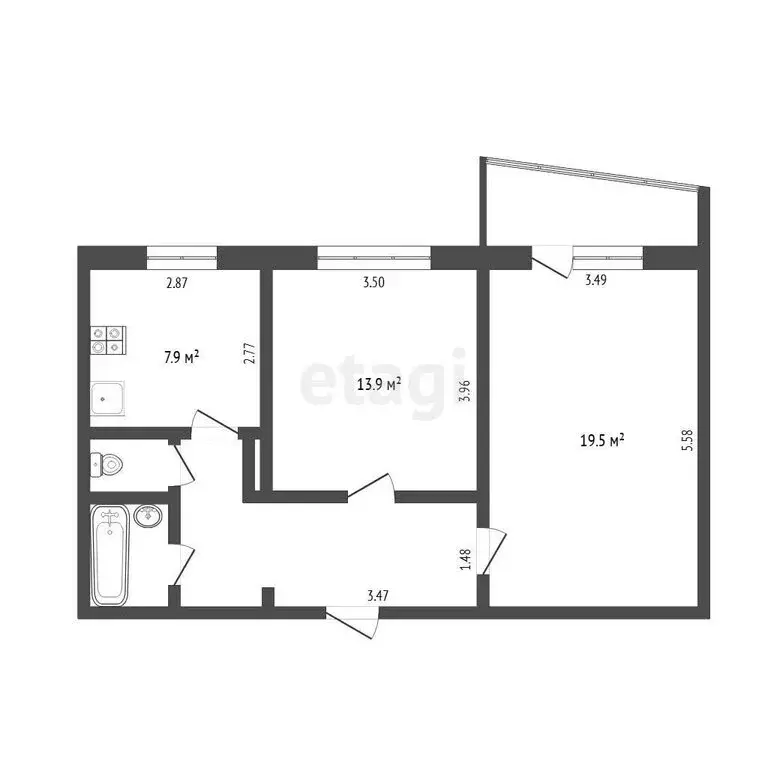 2-комнатная квартира: Тюмень, улица Мельникайте, 136 (53 м) - Фото 1