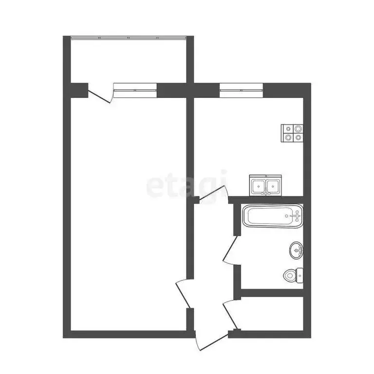 1-комнатная квартира: Туринск, улица Ленина, 47 (33.1 м) - Фото 1