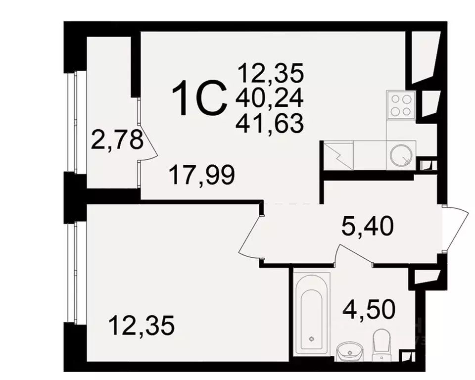 1-к кв. Рязанская область, Рязань ул. Чкалова (40.24 м) - Фото 1