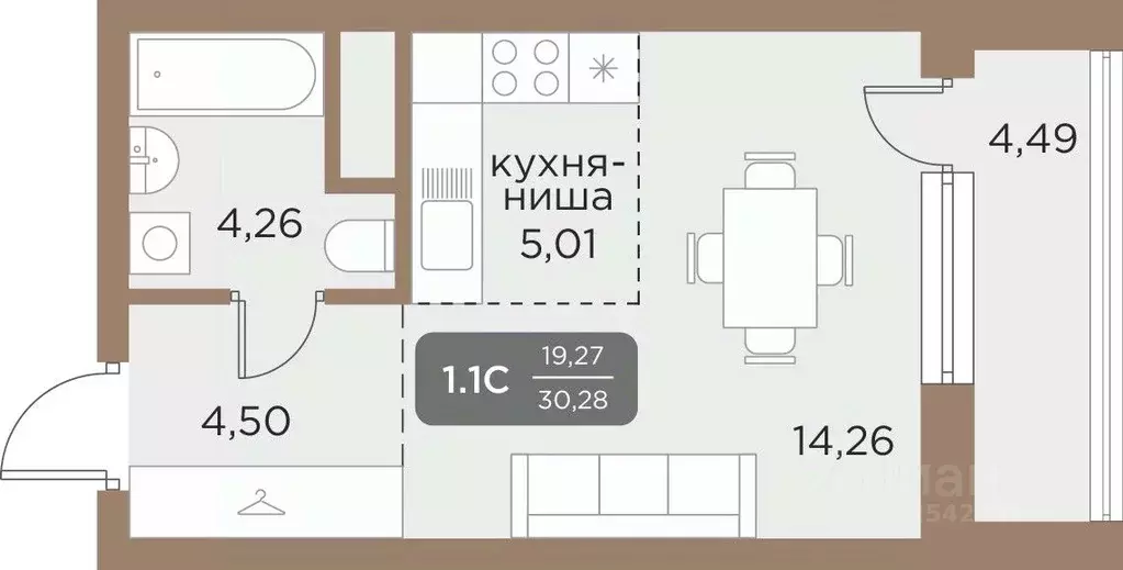 Студия Свердловская область, Екатеринбург Академический мкр, 22-й ... - Фото 0