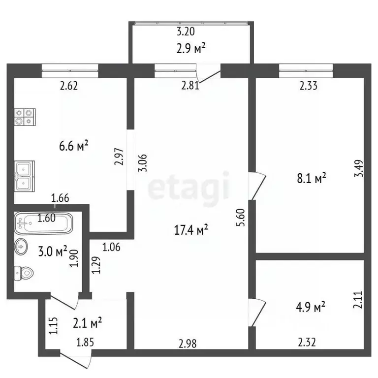 2-к кв. Башкортостан, Стерлитамак просп. Ленина, 73 (42.1 м) - Фото 2