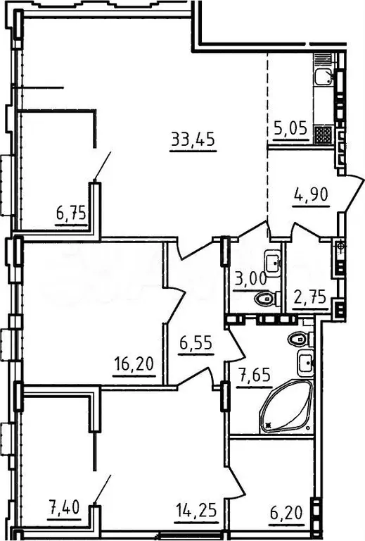 3-к. квартира, 107,1 м, 3/9 эт. - Фото 1