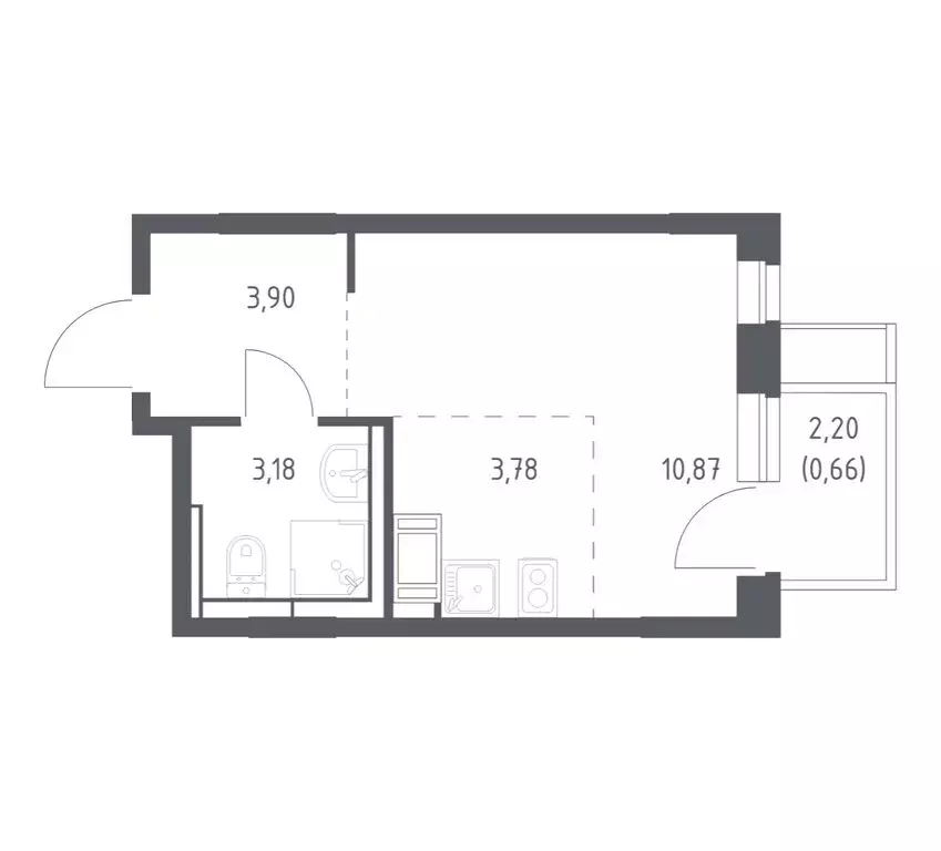 Квартира-студия: деревня Юрлово, ЖК Пятницкие Луга, к2/1 (22.39 м) - Фото 1