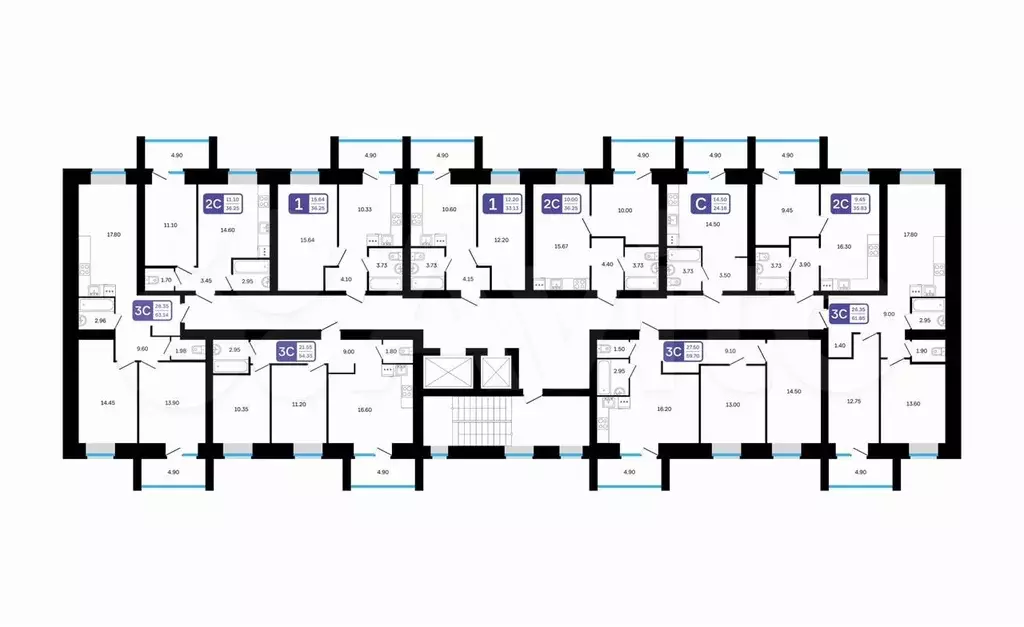 2-к. квартира, 55,6 м, 7/9 эт. - Фото 1