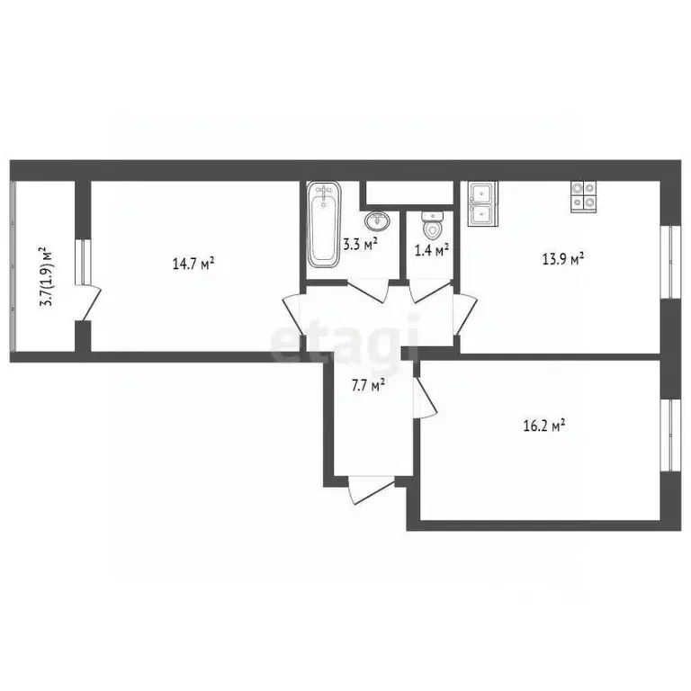 2-к кв. Крым, Симферопольский район, с. Мирное ул. Крымской Весны, 1к4 ... - Фото 1