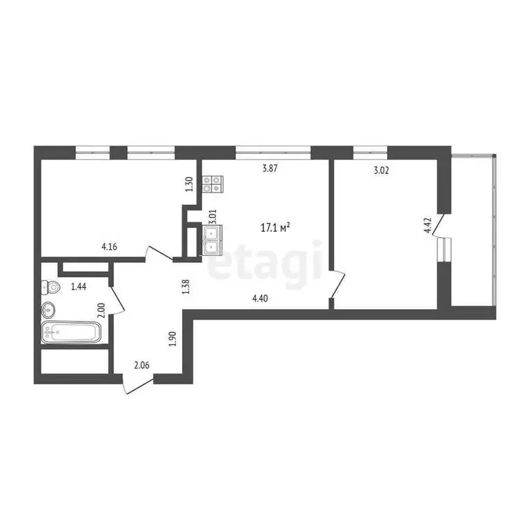 2-комнатная квартира: деревня Дударева, улица Сергея Джанбровского, 7 ... - Фото 1