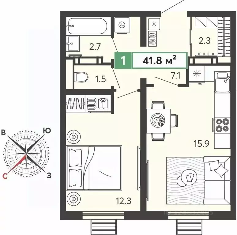 1-к кв. Пензенская область, Пензенский район, Засечный сельсовет, с. ... - Фото 1