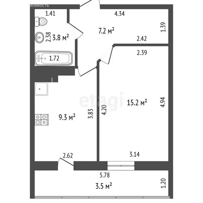 1-комнатная квартира: Альметьевск, проспект Строителей, 68 (35.5 м) - Фото 1