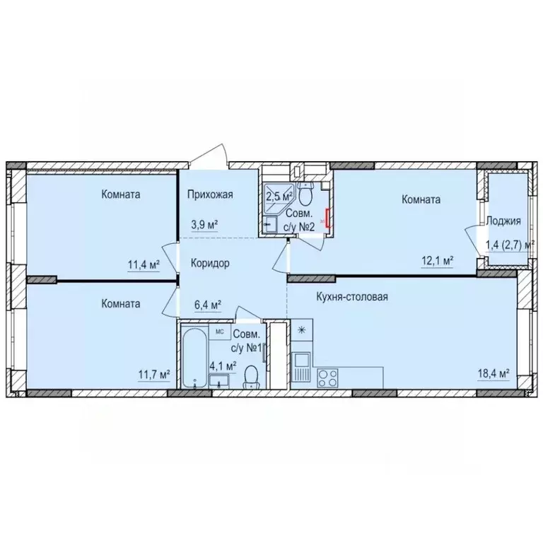 3-к кв. Удмуртия, Ижевск Буммаш жилрайон, Покровский жилой комплекс ... - Фото 1