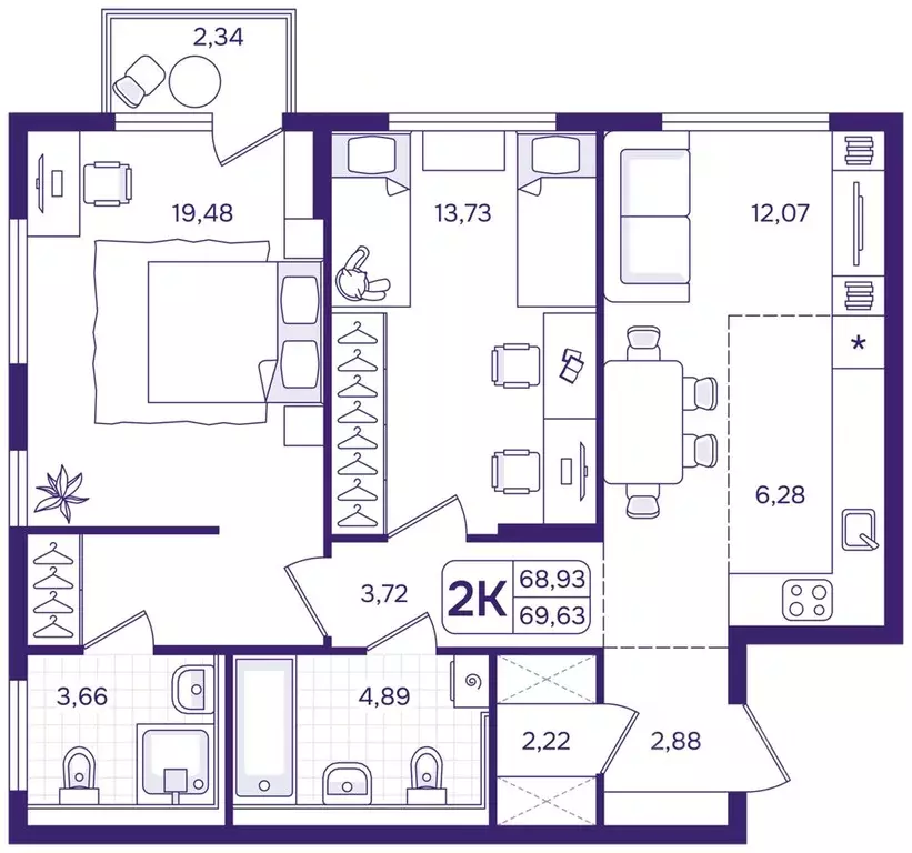 2-к кв. Приморский край, Владивосток ул. Борисенко (69.63 м) - Фото 0