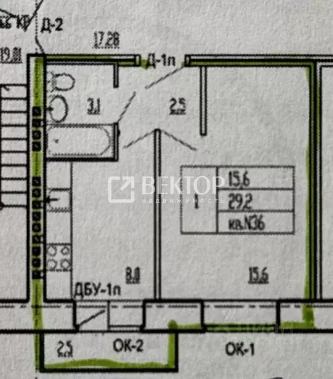 1-к кв. Костромская область, Кострома пос. Волжский, 1-й кв-л, 7 (31.0 ... - Фото 2