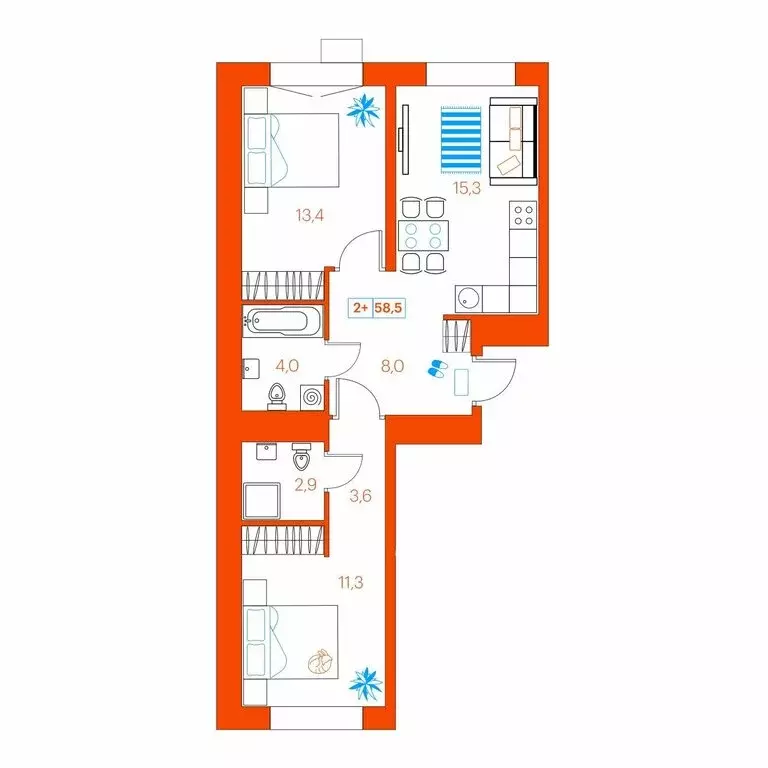 2-комнатная квартира: Тюмень, улица Ветеранов Труда, 36А/3 (58.5 м) - Фото 0