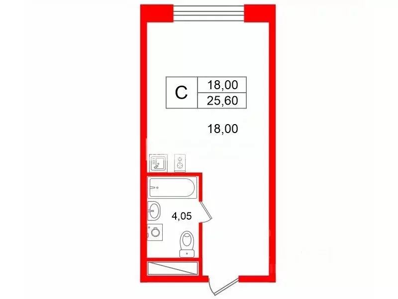 Студия Санкт-Петербург просп. Энергетиков, 8к2 (25.6 м) - Фото 1